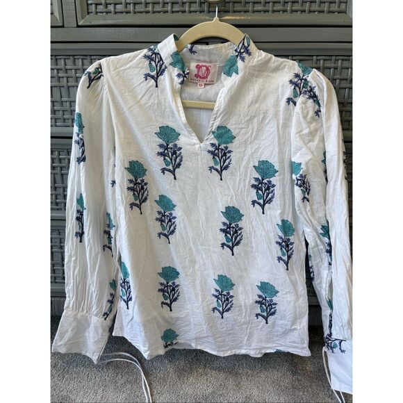 Victoria Dunn block printed blouse, XS $88 E37 - Picture 1 of 5